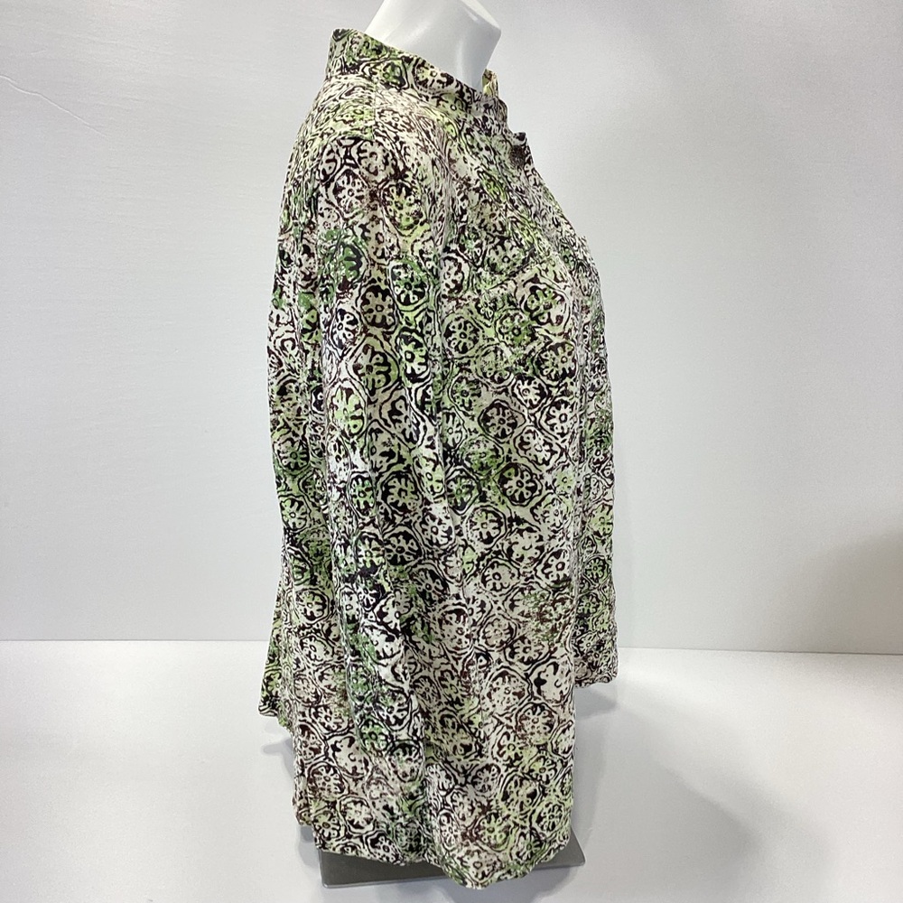 Cj Banks Patterned Button Down Shirt Lagenlook Li… - image 2